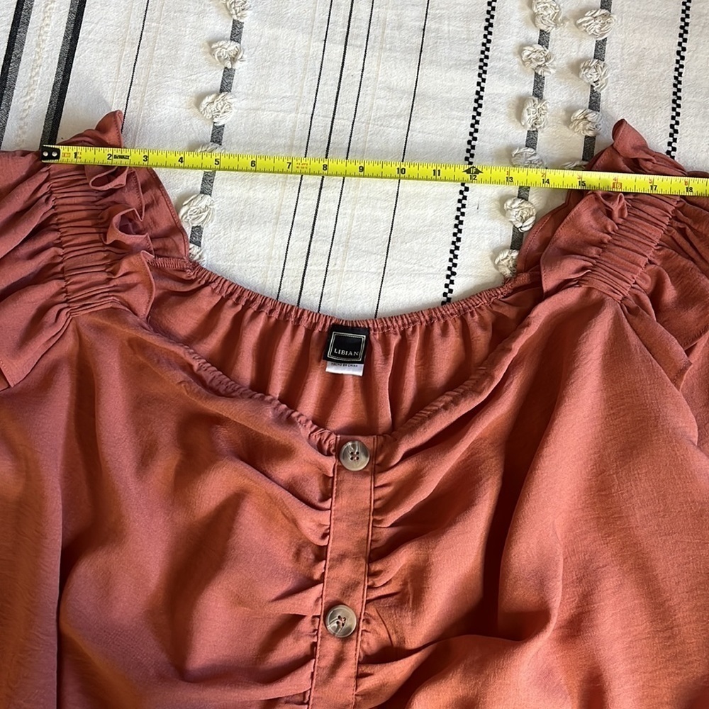Boutique libian • terracotta rust off shoulder top - Picture 9 of 13